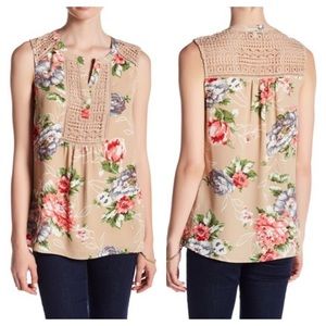 NWT DR2 Daniel Rainn Crochet Tank Floral Top Shell